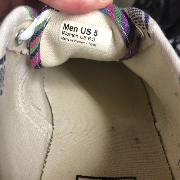 VANS Sneaker Shoes Multicolor Striped Low Tops W6.5 M5 - Picture 11 of 12